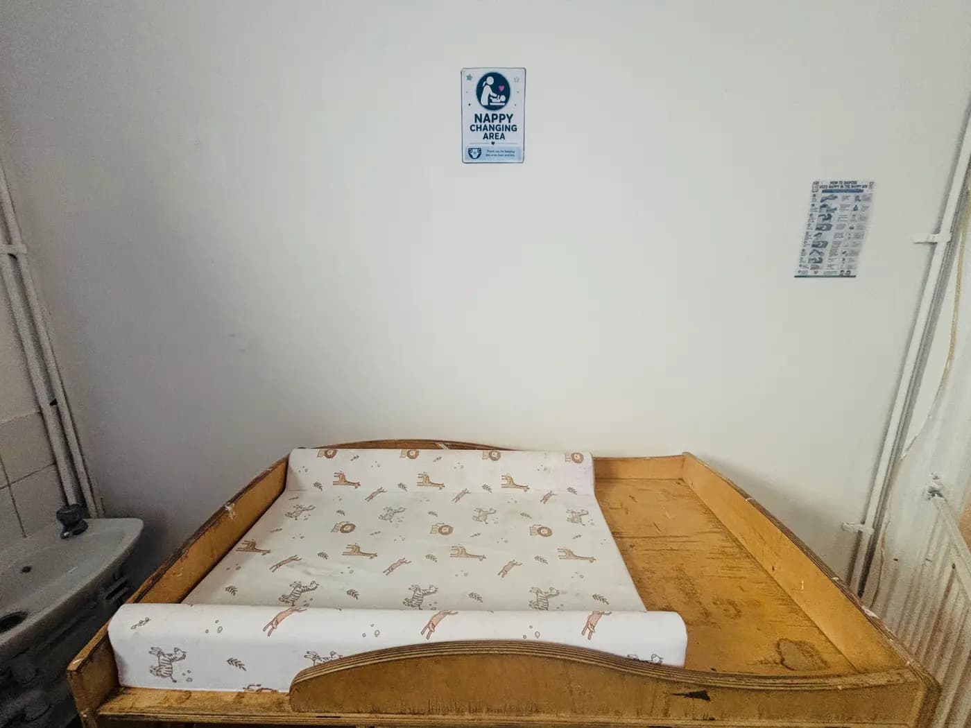 The clean, dedicated nappy-changing area at Blue Nest Montessori Aldershot