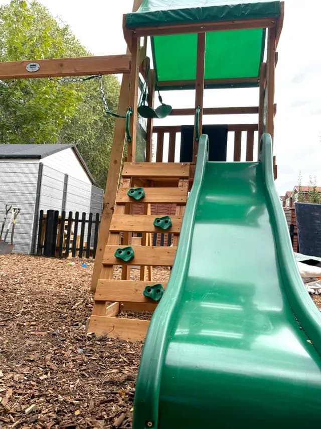 The climbing frame in the Blue Nest Harrow garden